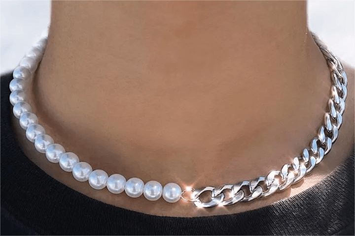 Buy Half Pearl Half Chain Necklace for an Appealing Outlook