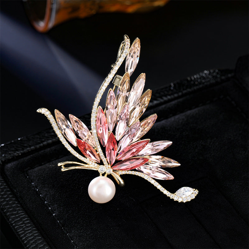 Blingrunway S925 crystal butterfly brooch