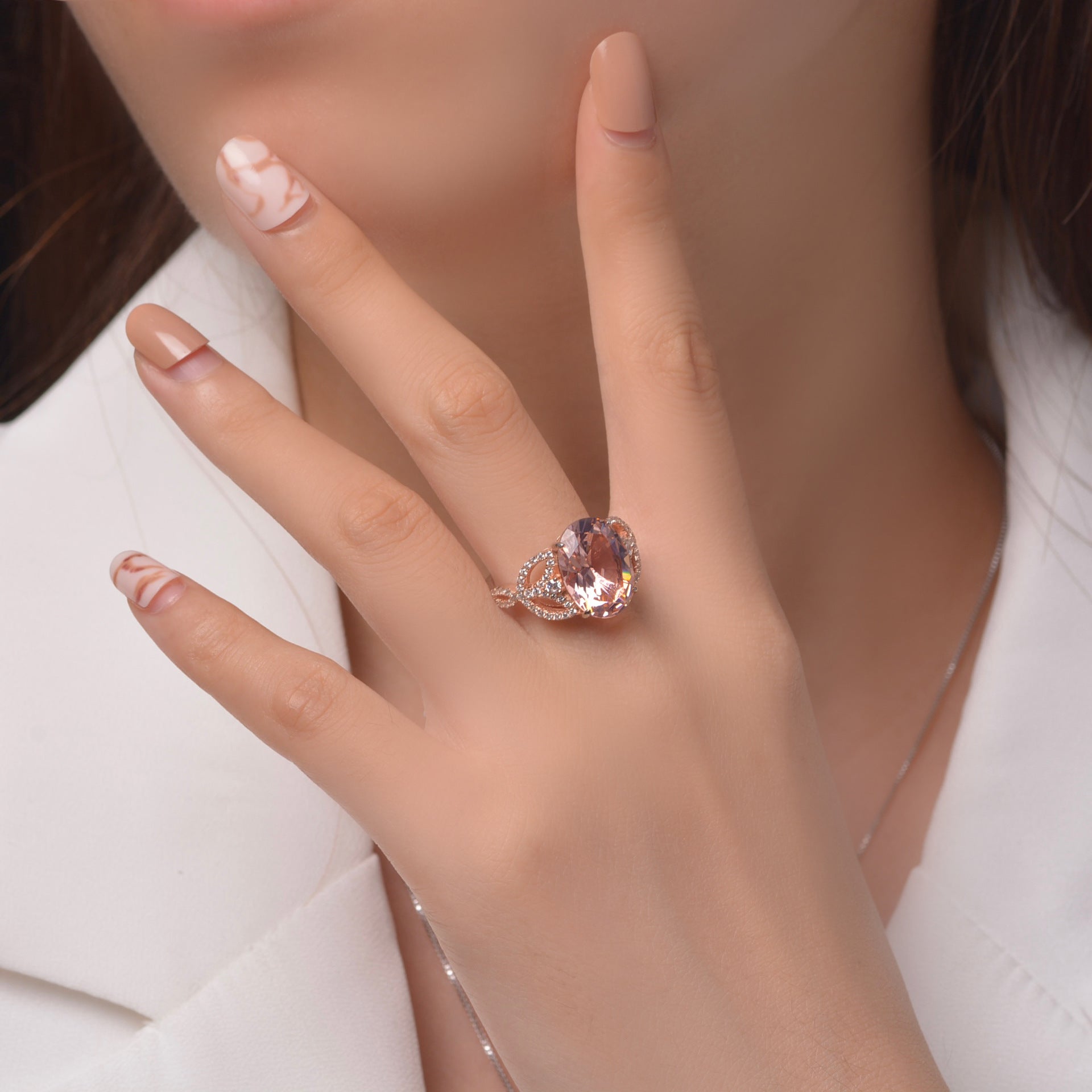 Blingrunway S925 high carbon diamond shines luxurious pink temptation