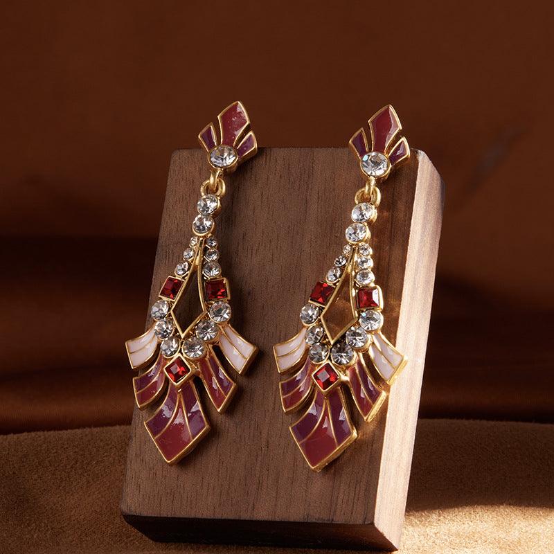 Blingrunway s925 high-end retro earrings enamel earrings