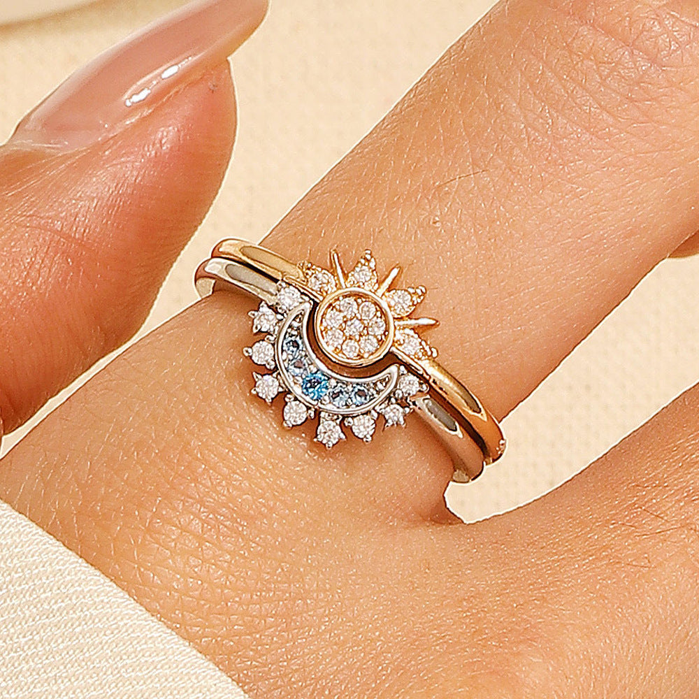 Blingrunway New Sun and Moon Couple Rings