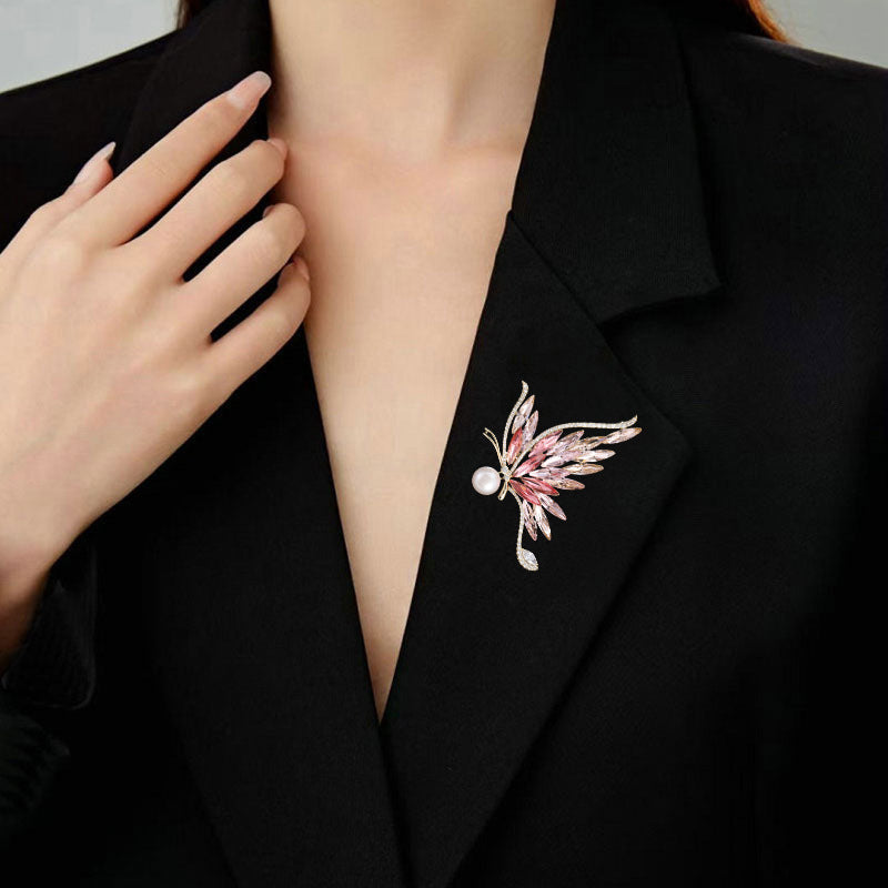 Blingrunway S925 crystal butterfly brooch