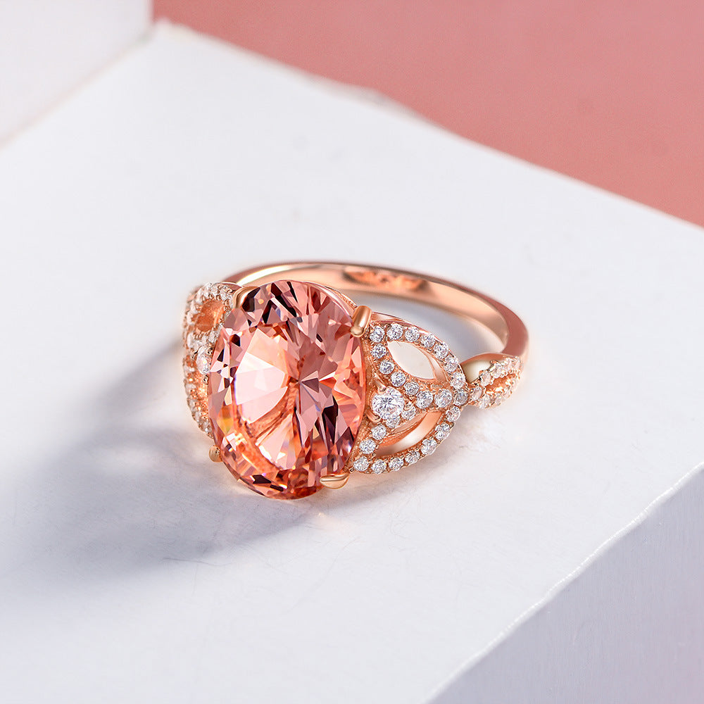 Blingrunway S925 high carbon diamond shines luxurious pink temptation