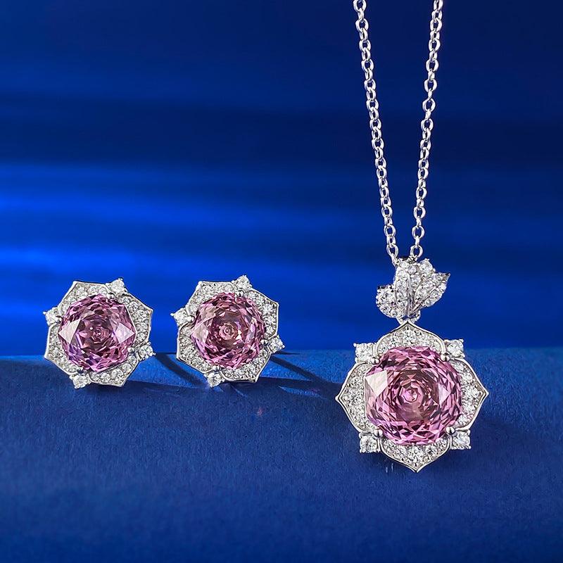 Blingrunway S925 Rose Purple Petal Pendant