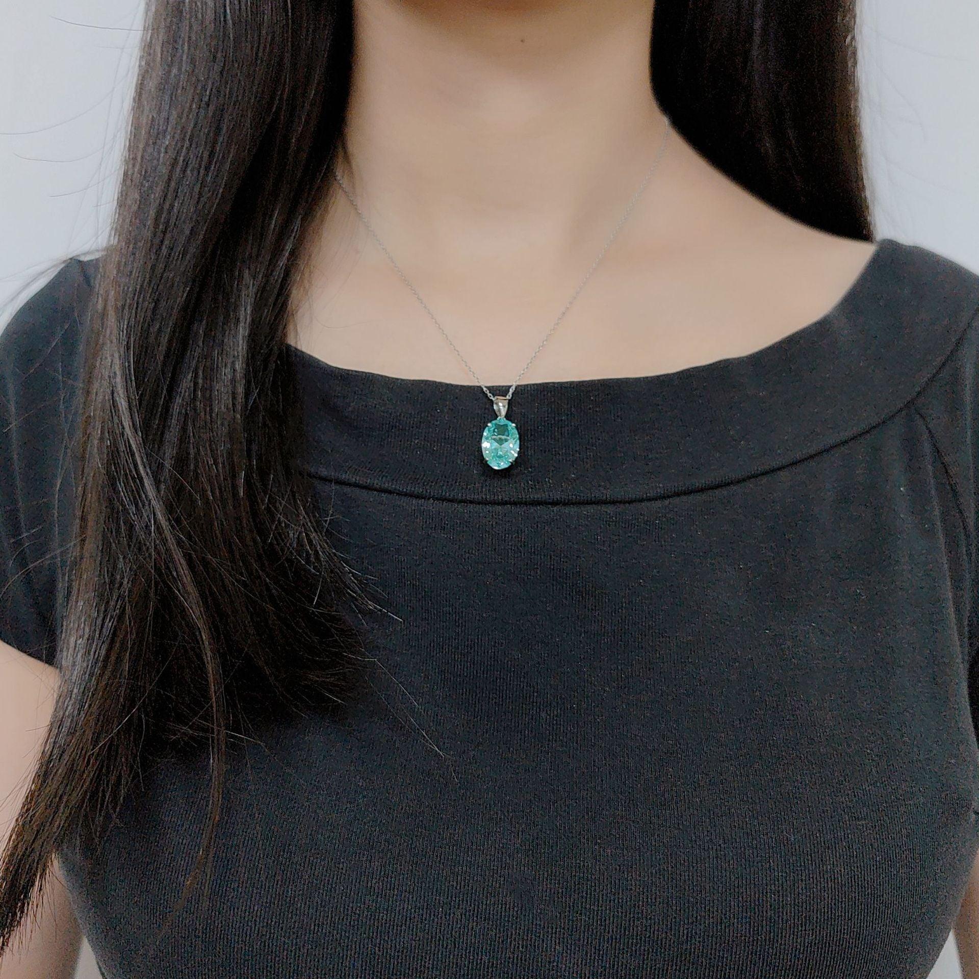 Bling Runway s925 simple green spinel necklace