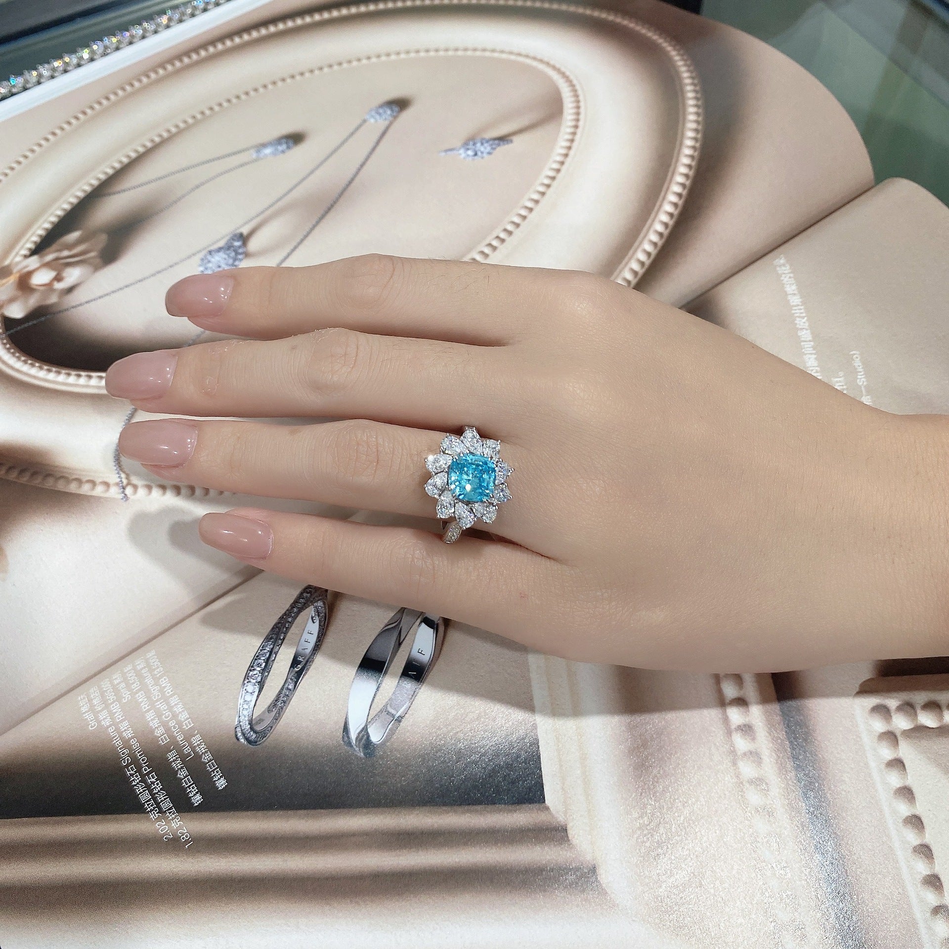 Blingrunway S925 Ocean Love Sea Blue Ring