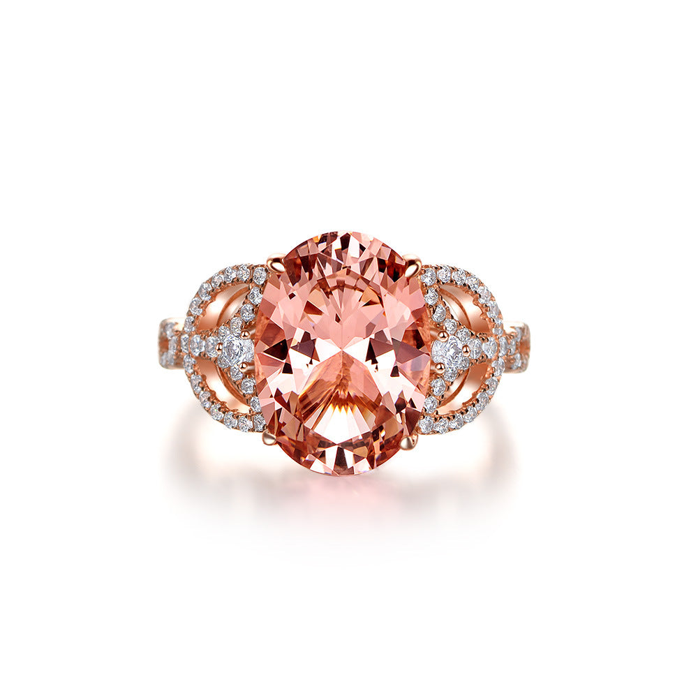 Blingrunway S925 high carbon diamond shines luxurious pink temptation