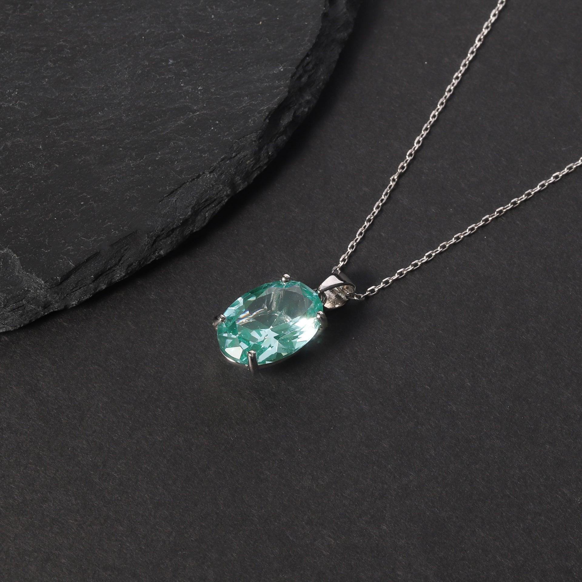 Bling Runway s925 simple green spinel necklace