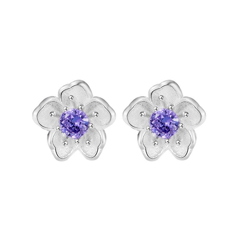 Blingrunway S925 Sakura Flower Zircon Earrings