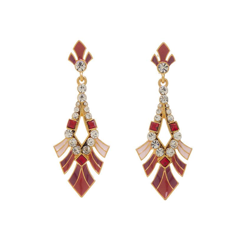 Blingrunway s925 high-end retro earrings enamel earrings