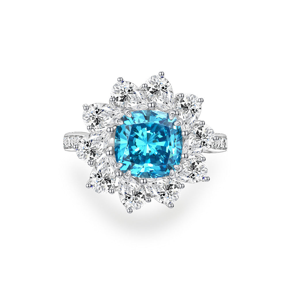 Blingrunway S925 Ocean Love Sea Blue Ring