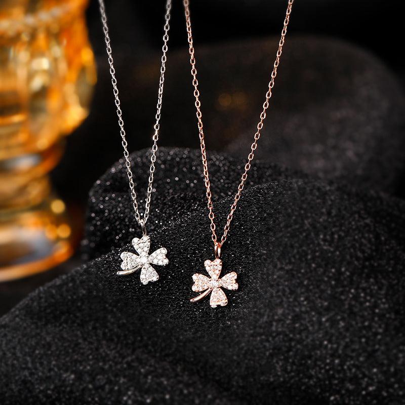 Delicate Clover Pendant S925 Sterling Silver Necklace-BlingRunway