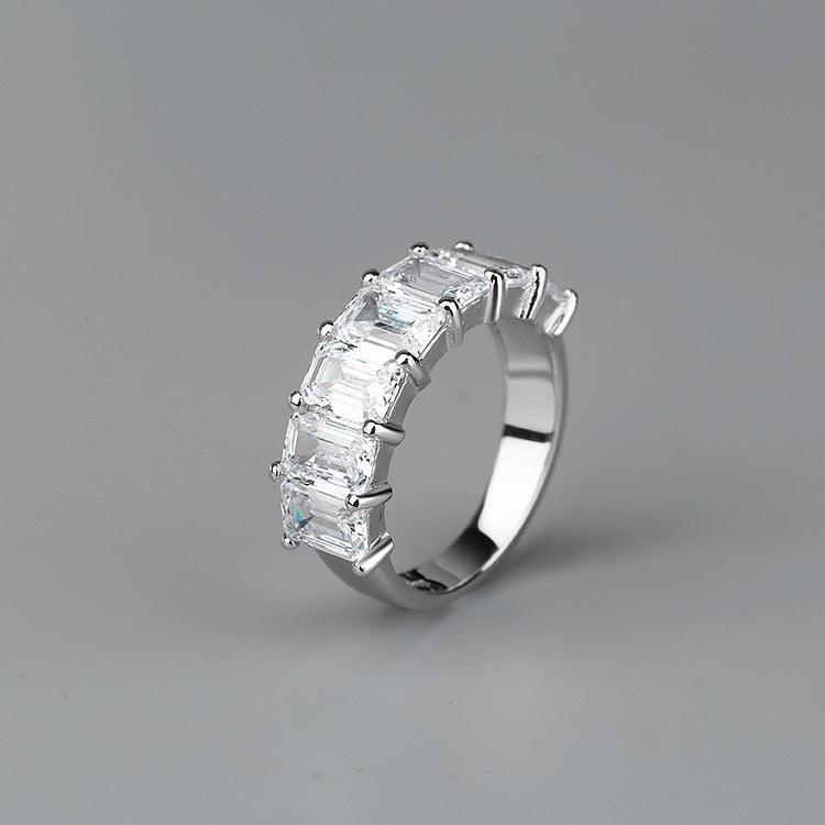 Trendy Square Zircon Handmade Sterling Silver Ring-BlingRunway