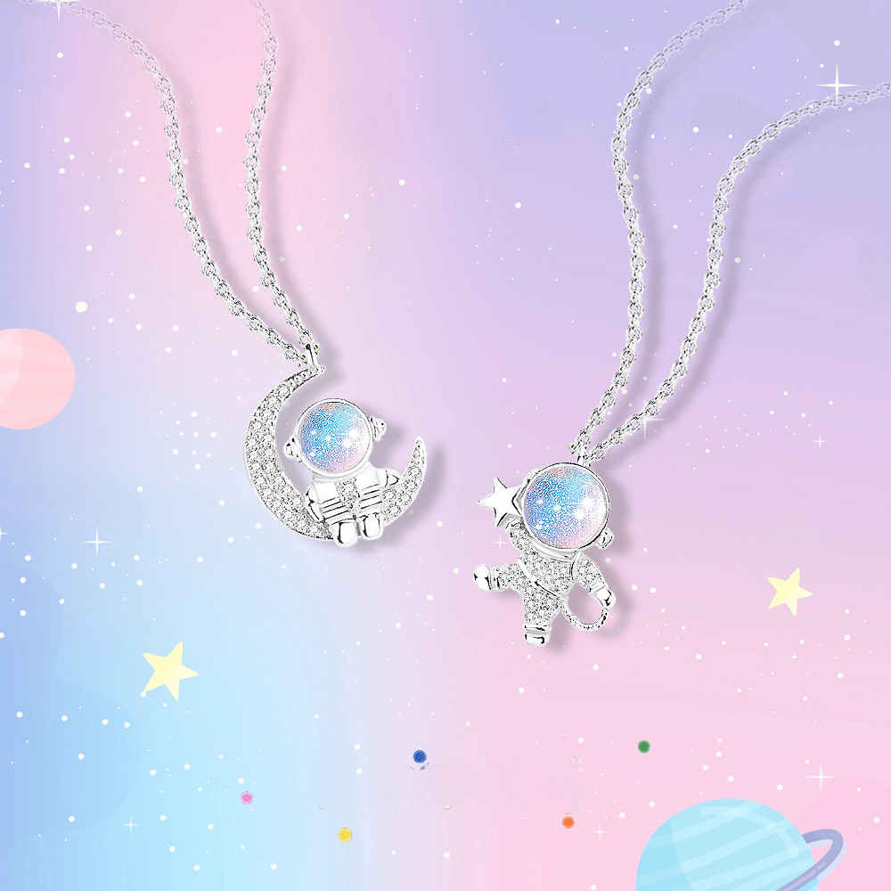 Aurora Collection Astronaut Pendant S925 Sterling Silver Necklace-BlingRunway