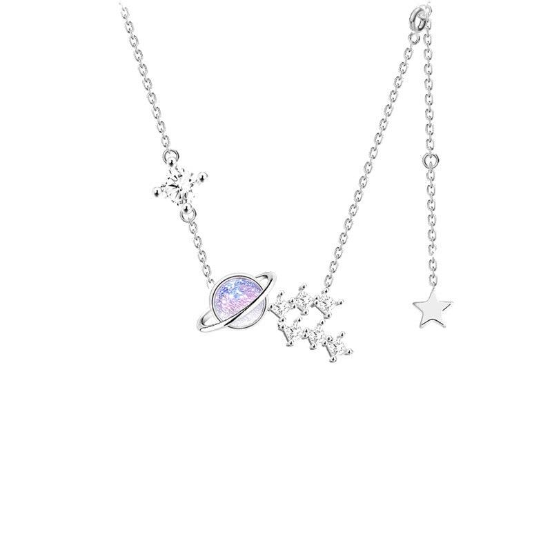 Aurora Series Planet Pendant S925 Sterling Silver Necklace