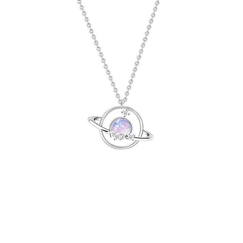 Aurora Series Planet Pendant S925 Sterling Silver Necklace-BlingRunway