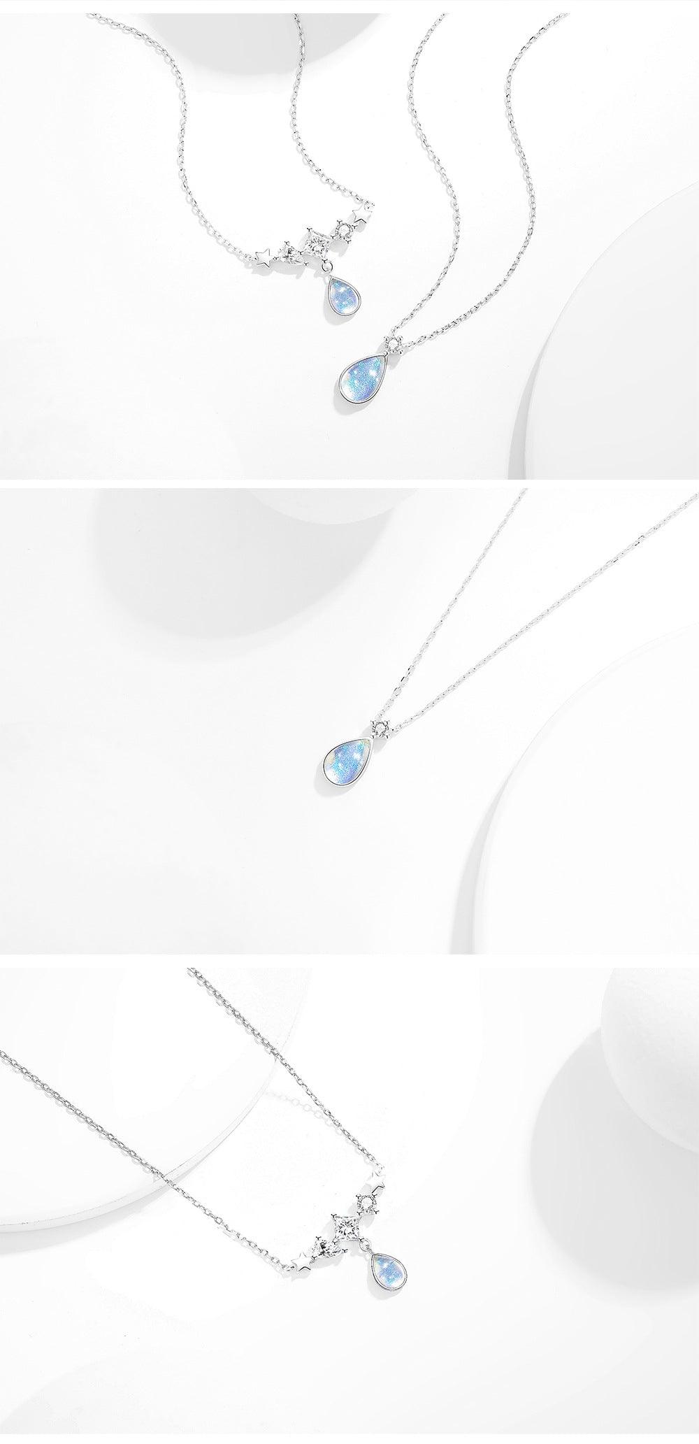 Aurora Series Mermaid Tears Pendant S925 Sterling Silver Necklace