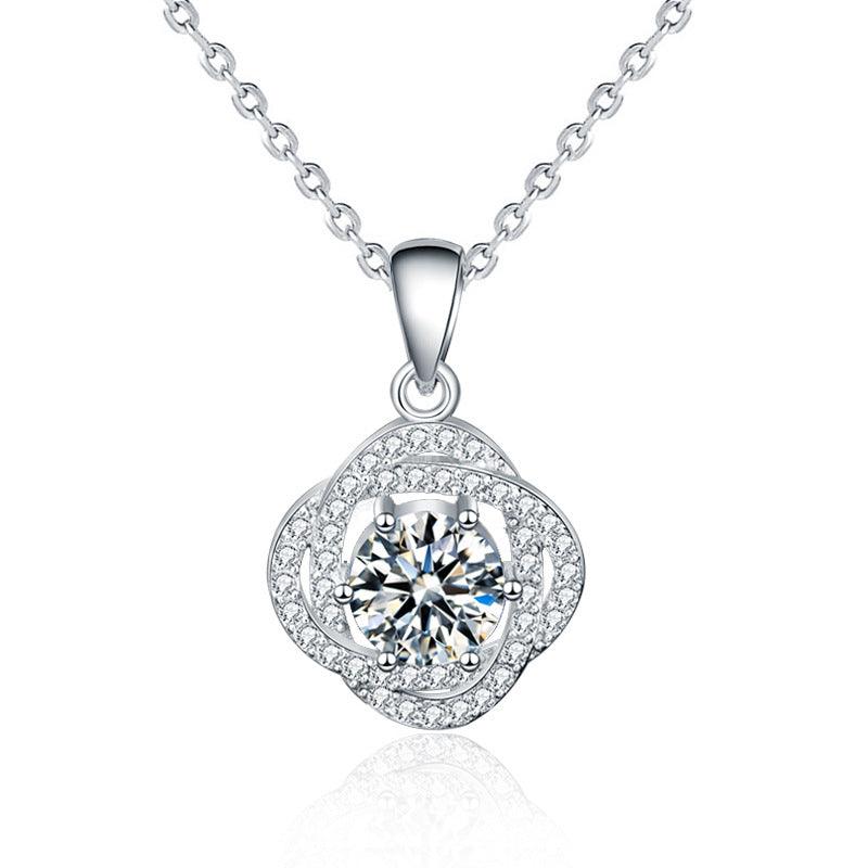 Rose Pendant S925 Sterling Silver Necklace-BlingRunway