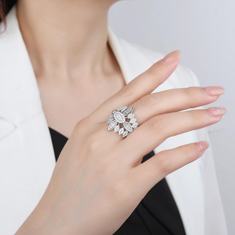 Cross Flower Handmade Series S925 Sterling Silver Ring-BlingRunway