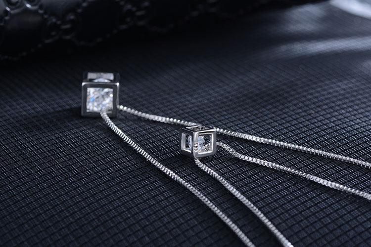 Bling Runway Love Cube Zircon Pendant Necklace Double Necklace Trend Necklace