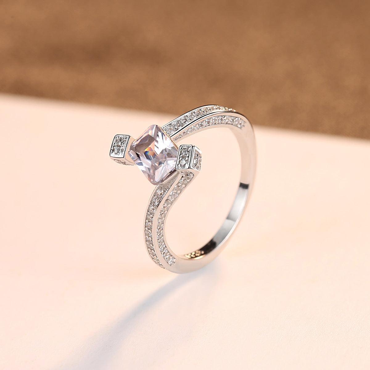 Simple cubic zirconia handmade silver ring-BlingRunway