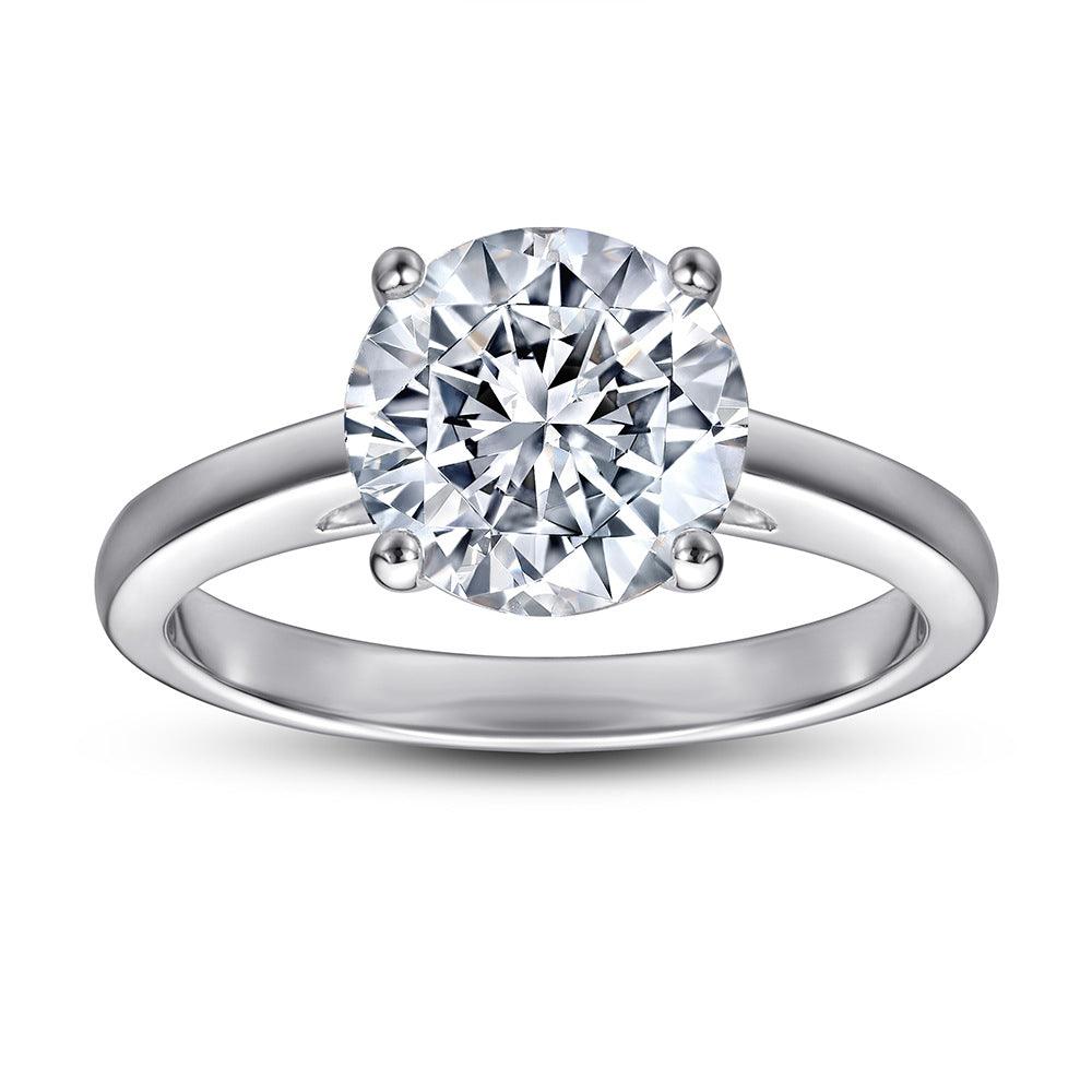 Bling Runway Classic Simple Four Prongs Inlaid Zircon Handmade  Silver Ring-BlingRunway