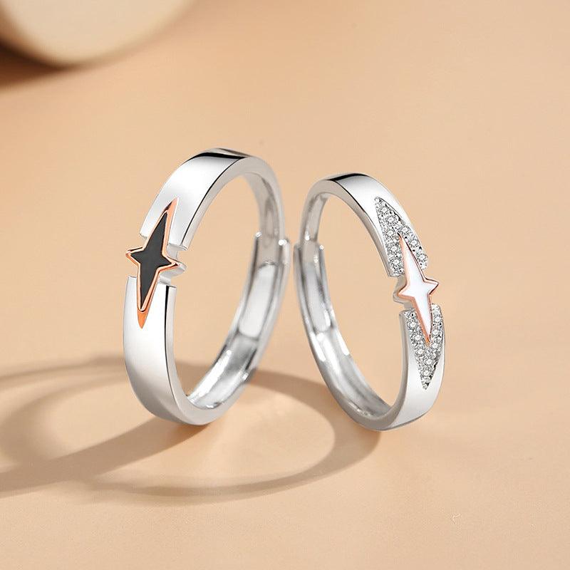 Star Handmade S925 Sterling Silver Couple Ring