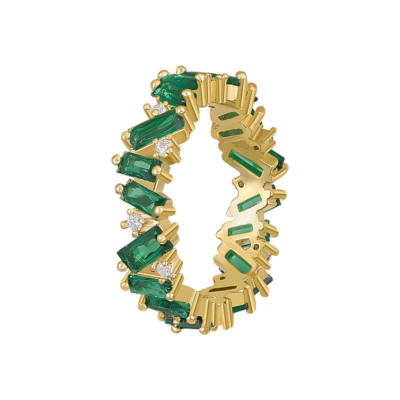 Bling Runway Emerald Ring Female Minority Design Japanese women's index