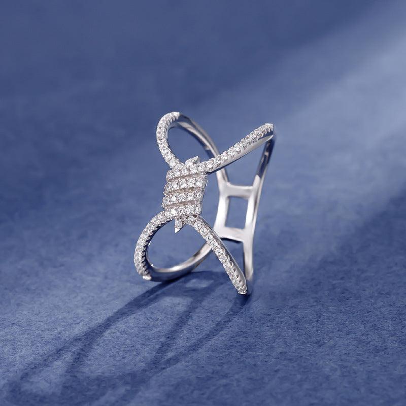 Cross Rope Knot Handmade Collection S925 Sterling Silver Ring-BlingRunway