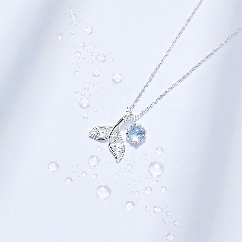 Aurora Series Mermaid Tail S925 Sterling Silver Necklace-BlingRunway