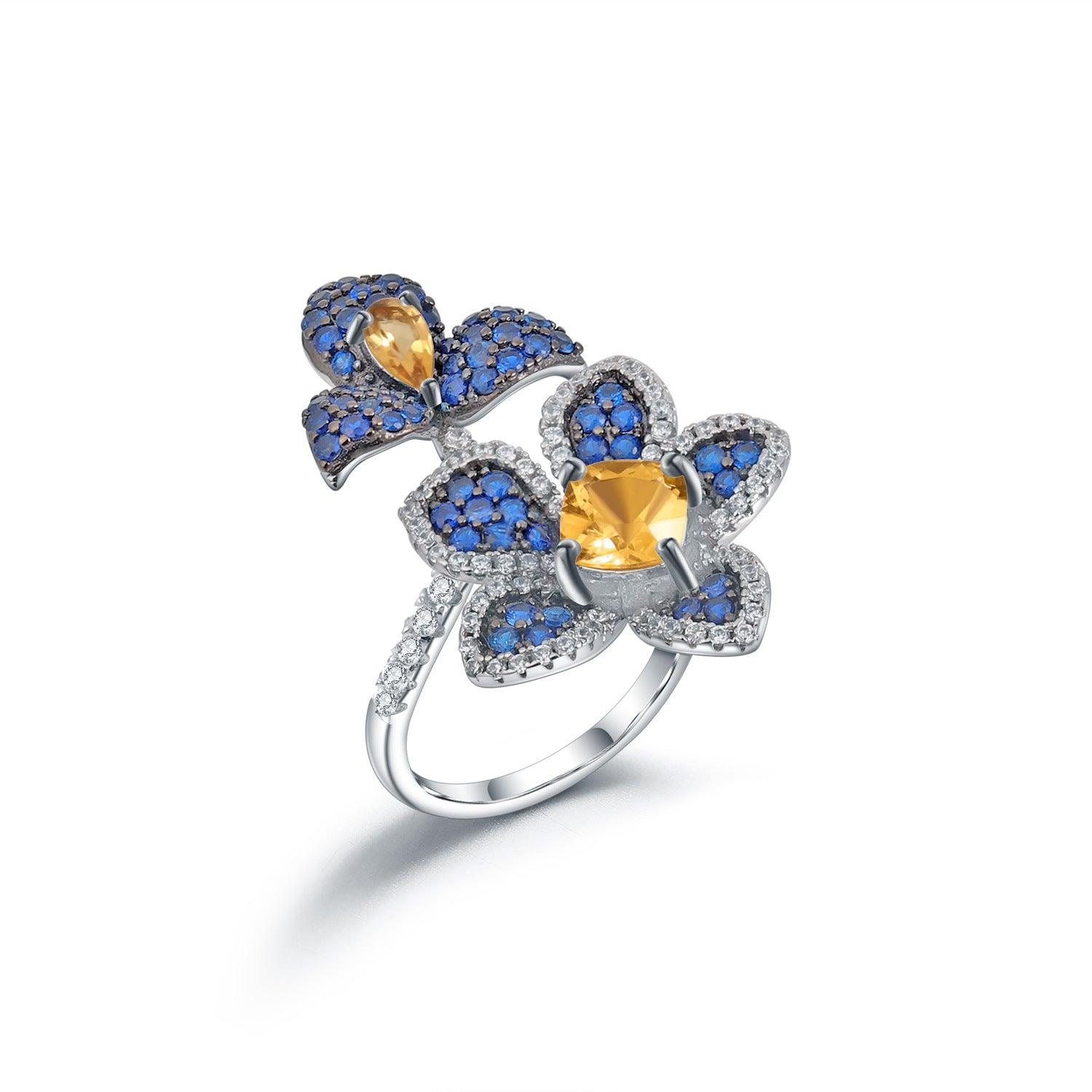 Natural Floral Design Handmade Collection S925 Sterling Silver Ring-BlingRunway