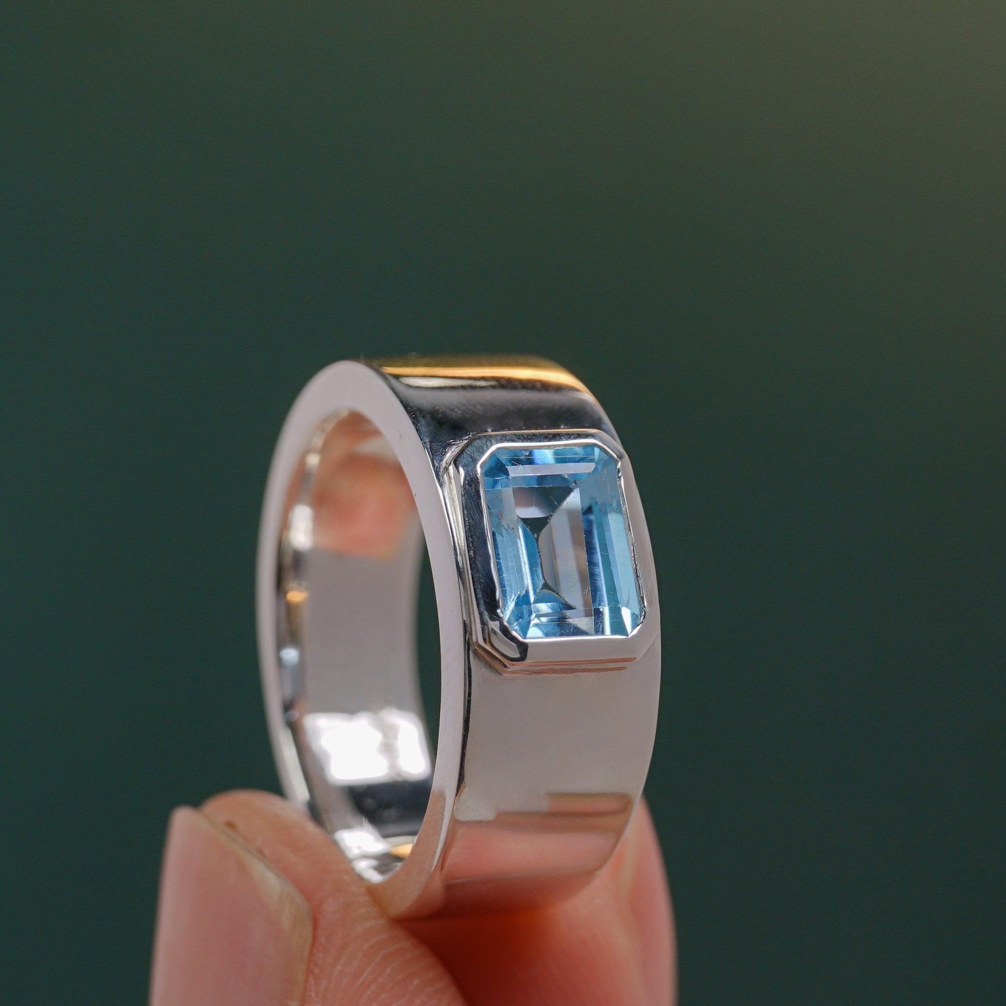 Natural Topaz Bezel Setting S925 Silver Ring-BlingRunway