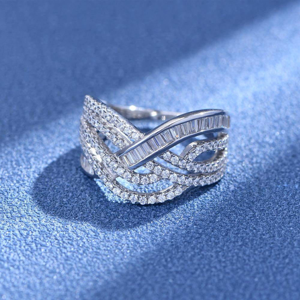 Interweaving Waves Handmade Series S925 Silver Ring-BlingRunway