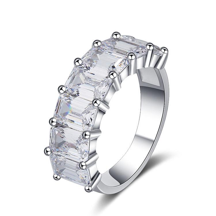 Trendy Square Zircon Handmade Sterling Silver Ring-BlingRunway