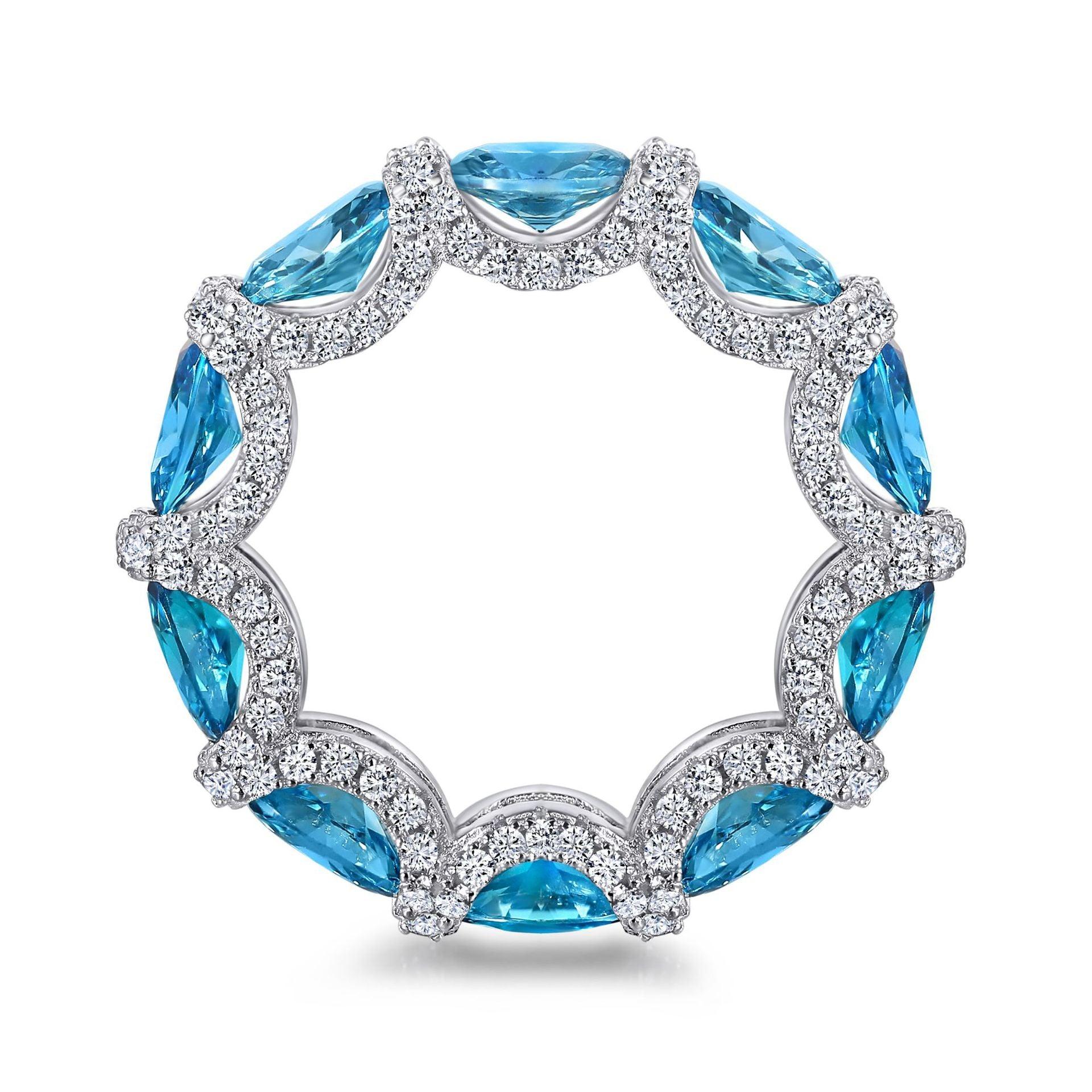 Sea blue high carbon Zircon handmade S925 silver ring-BlingRunway