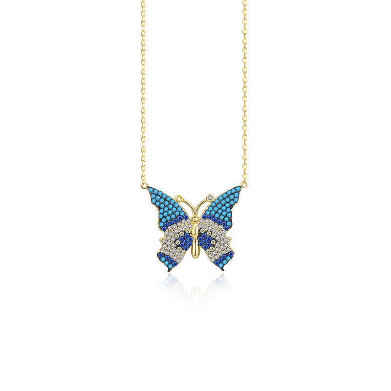 Kaleidoscope Butterfly Handmade S925 Sterling Silver Necklace-BlingRunway