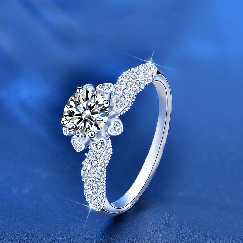 Heartbeat series holding flower ring female 925 sterling silver ring-BlingRunway