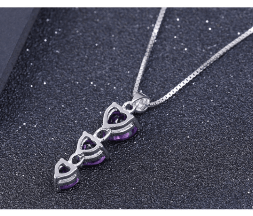 Heart Shape Meteor S925 Sterling Silver Natural Amethyst Necklace