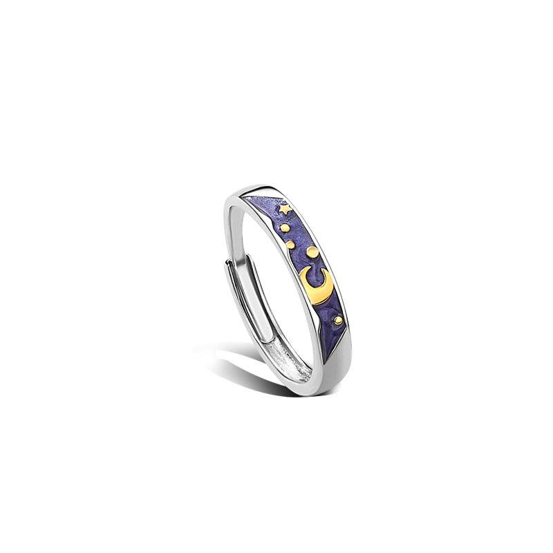 Sun and Moon Missing S925 Sterling Silver Couple Ring