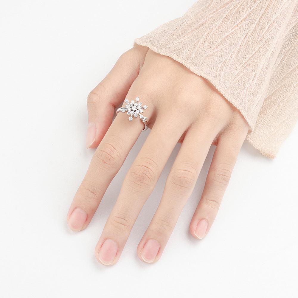 Tiktok Jewellery Classic Turnable Snowflake Handmade Silver Ring