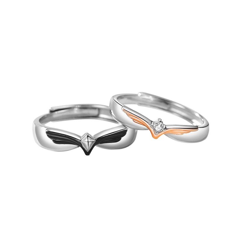 Angel's Love S925 Sterling Silver Couple Ring-BlingRunway