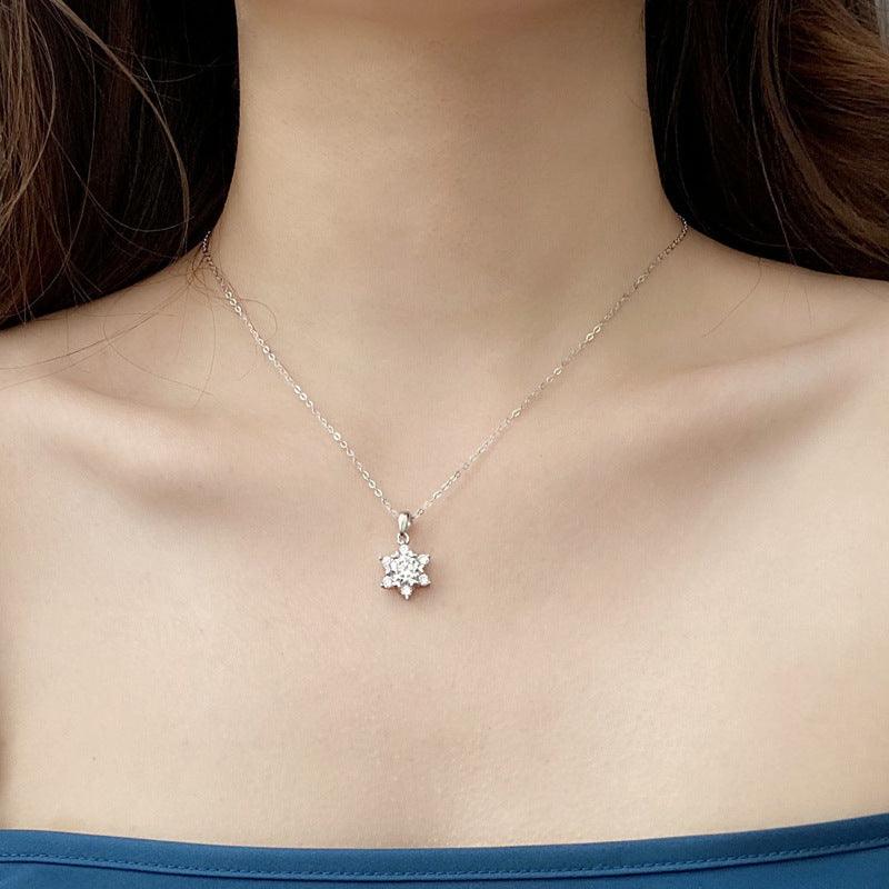 Snowflake Moissanite Pendant S925 Sterling Silver Necklace