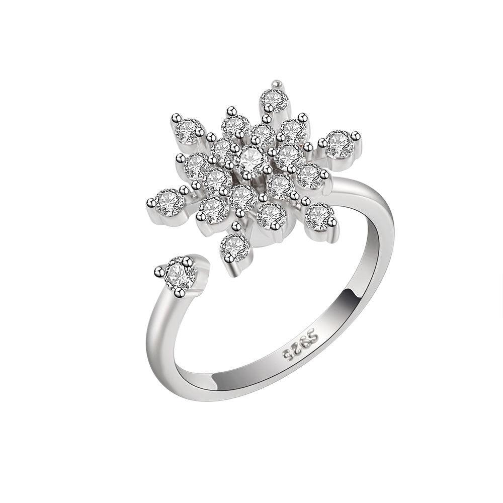 Tiktok Jewellery Classic Turnable Snowflake Handmade Silver Ring