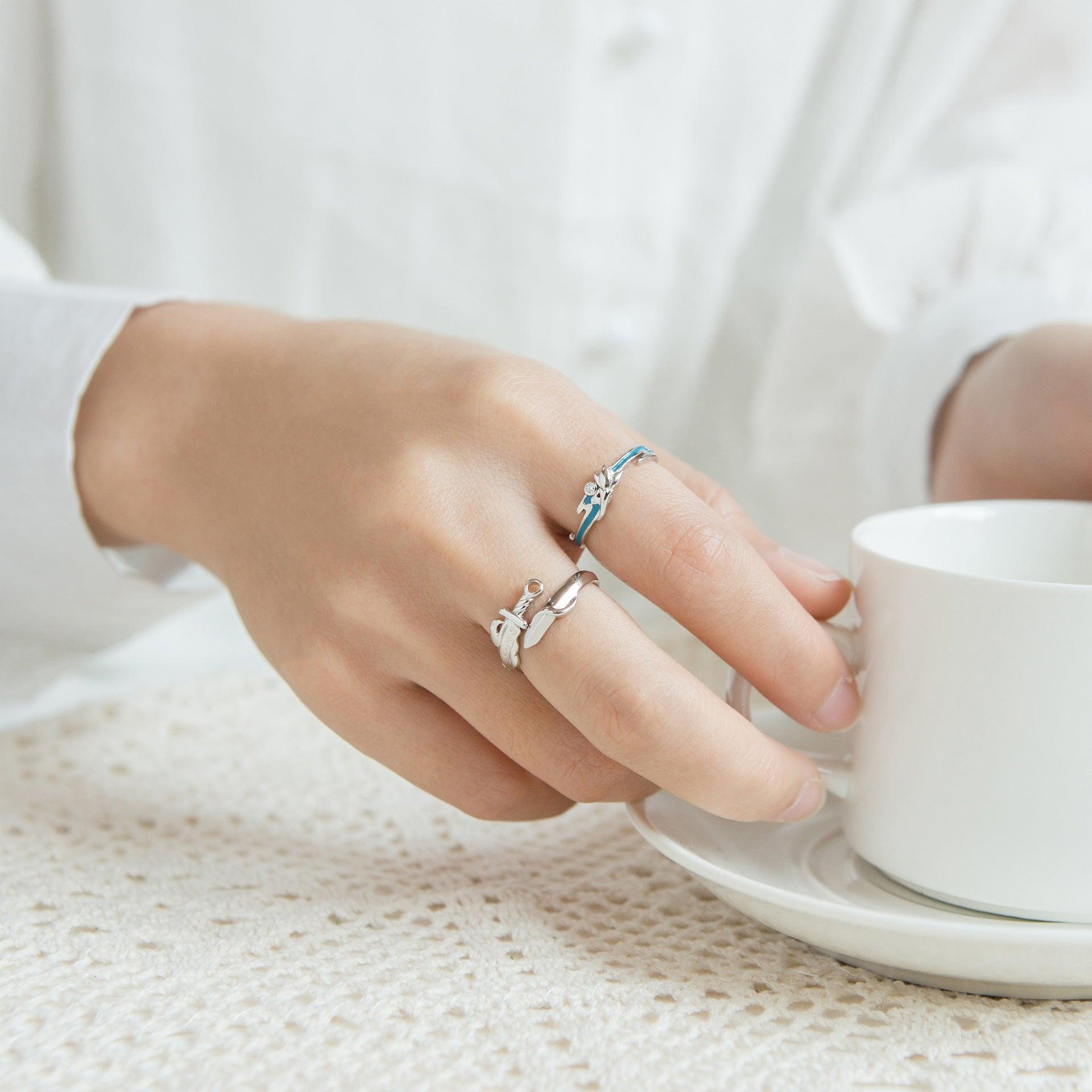 Knight and Rose S925 Silver Couple Ring