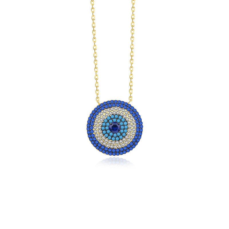 Round Evil Eye S925 Sterling Silver Necklace-BlingRunway