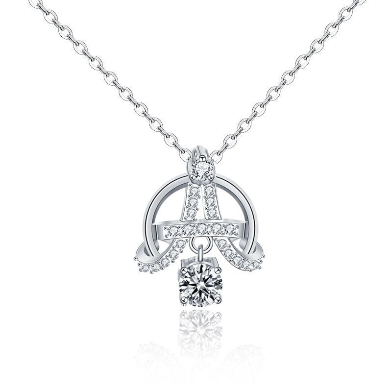 Eiffel Tower Lock Pendant S925 Sterling Silver Necklace-BlingRunway