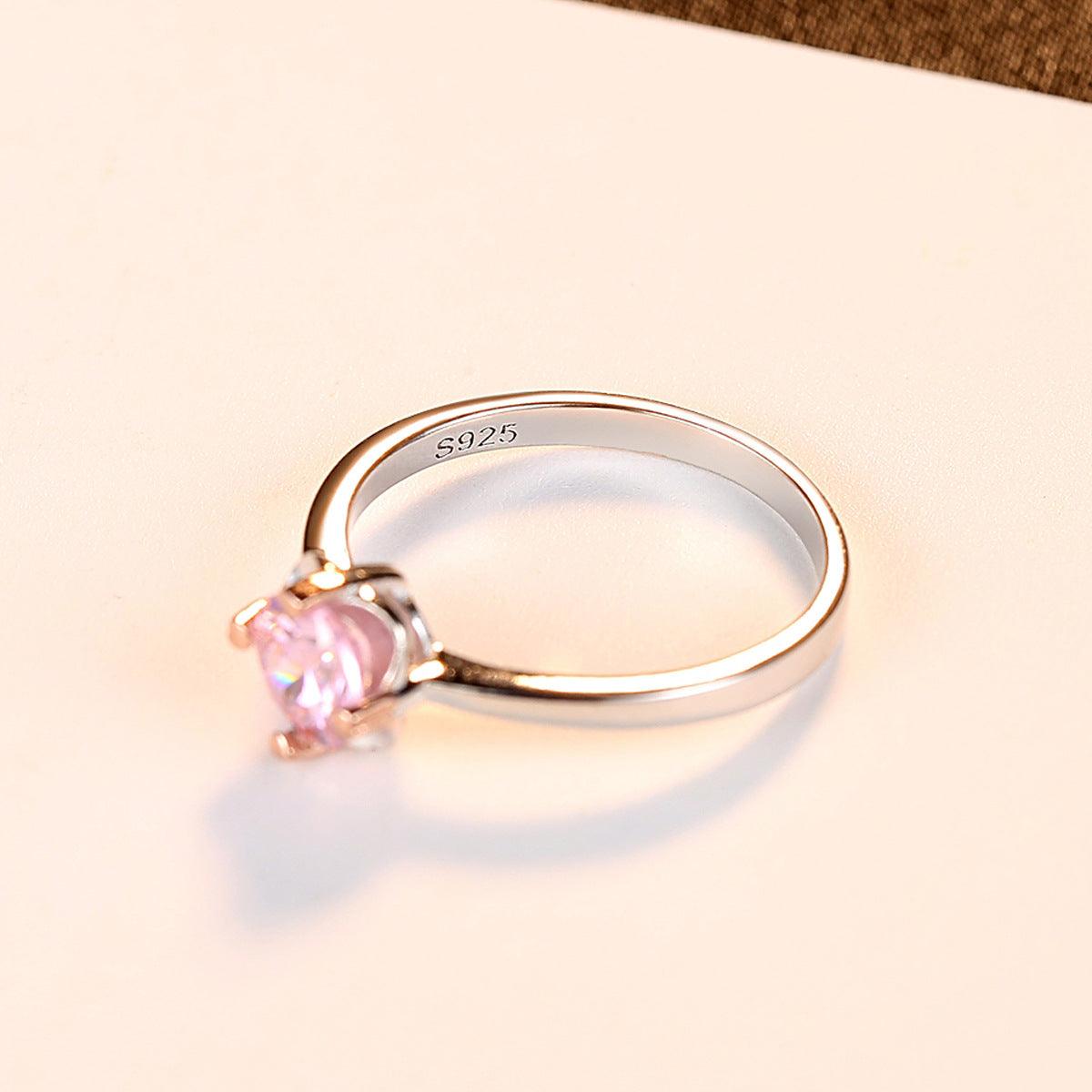 Rose Gold Paw Set Pink Zircon S925 Silver Women's Ring-BlingRunway