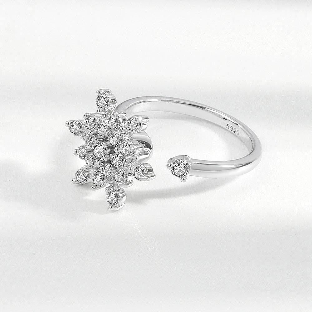 Tiktok Jewellery Classic Turnable Snowflake Handmade Silver Ring