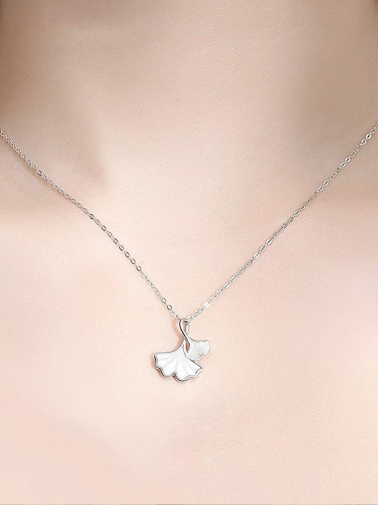 Ginkgo Pendant S925 Sterling Silver Necklace