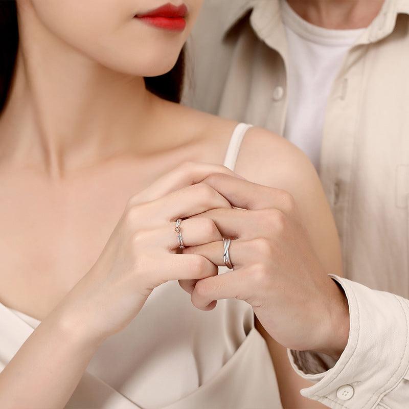 The Prince's Rose Mobius Design S925 Silver Couple Ring